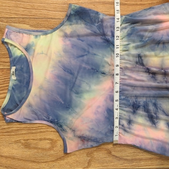 Égs by Éloges blue, yellow and pink tie-dye sleeveless maxi dress, women's large - Picture 3 of 5